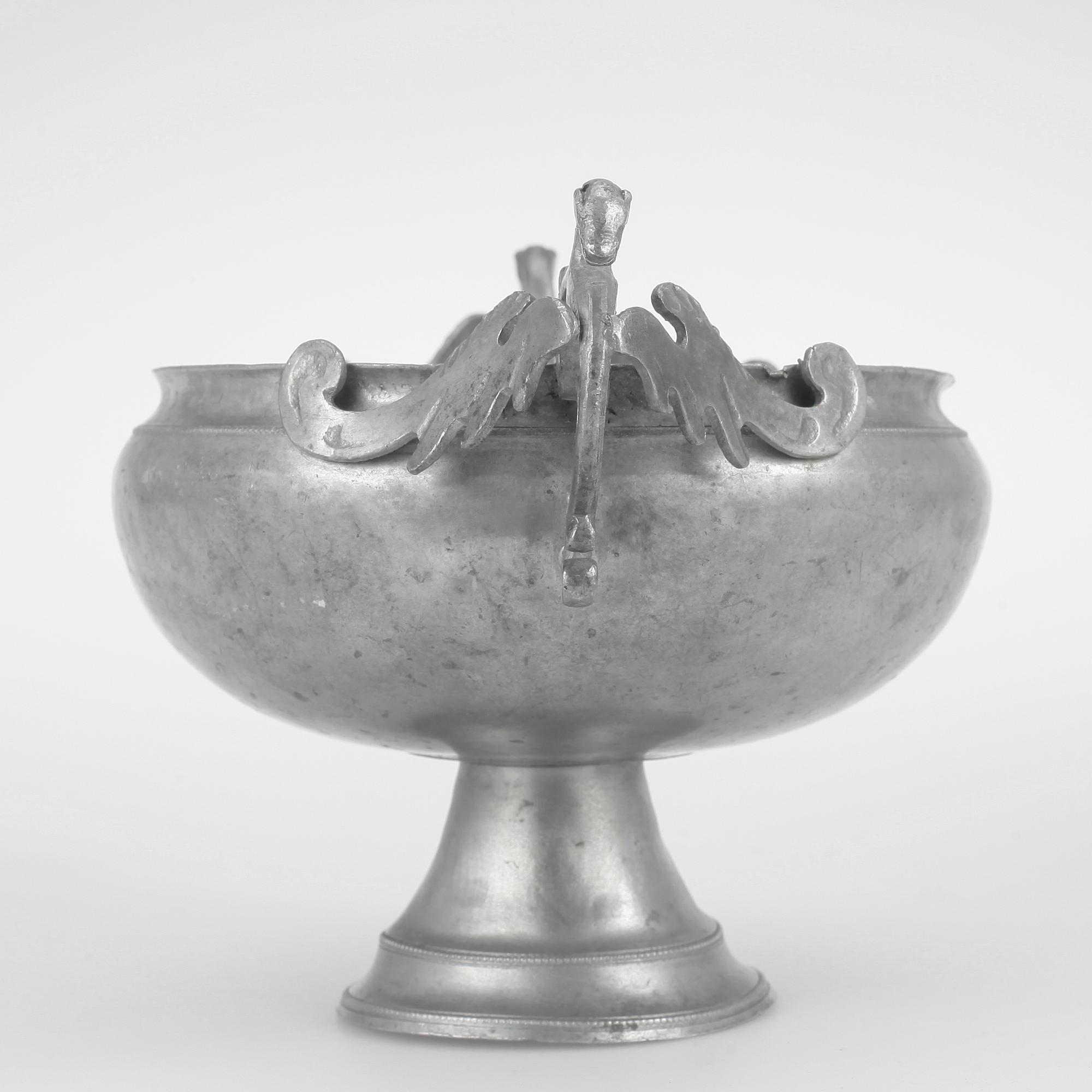 BRÄNNVINSSKÅL, tenn, Gottlob Friedrich Bauman, Hudiksvall 1831.