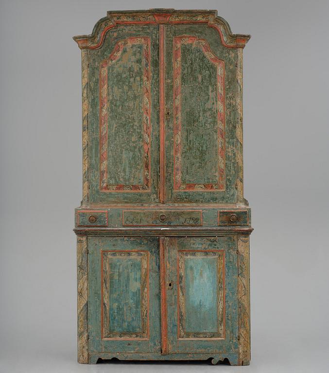 A Swedish polychrome-painted rococo cabinet, late 18th century.