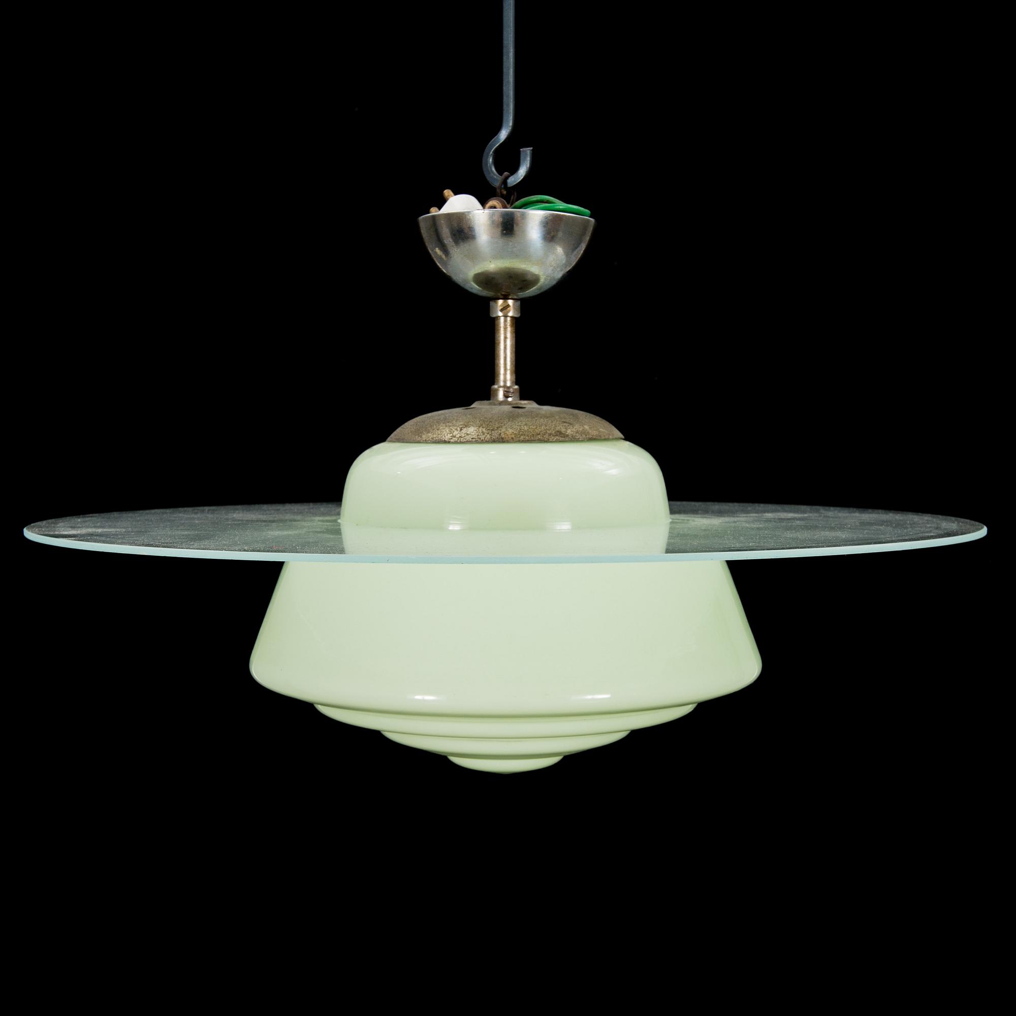 TAKLAMPA, glas 1940-tal. Diam 45 cm.