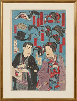 TRÄSNITT, 3 st, Japan, 1800-/1900-tal.