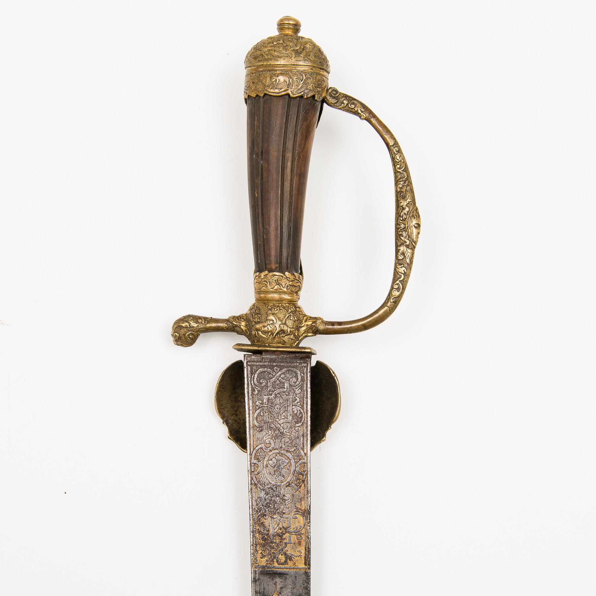A German hunting sword Hirschfanger, first half of the 18th century.