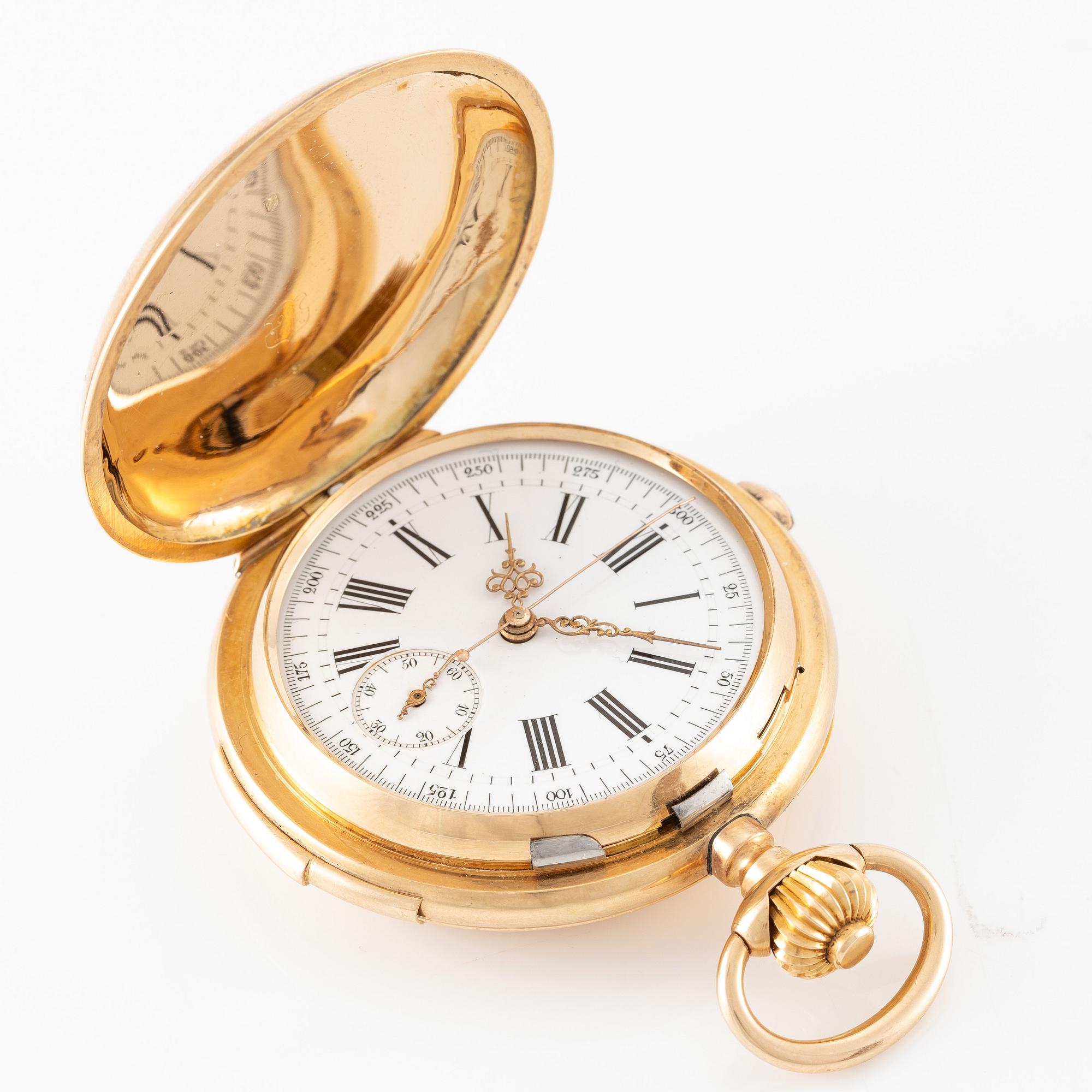 Fickur, savonett, repeter, kronograf, 53 mm.