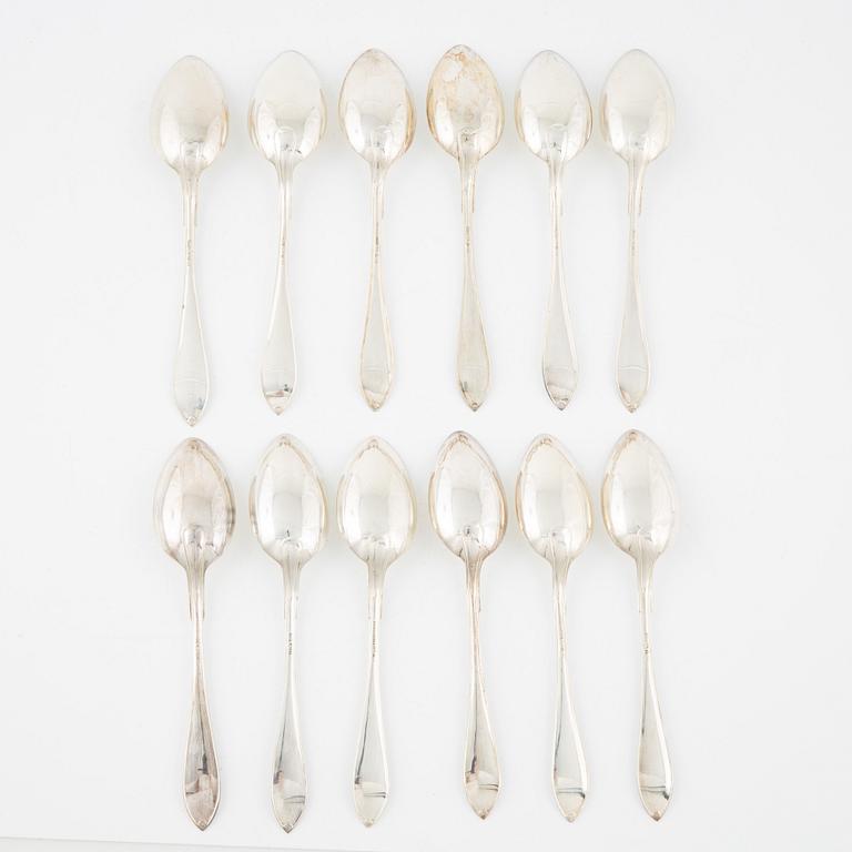 A group of 12 Swedish silver spoons, including GAB, Stockholm, 1926.