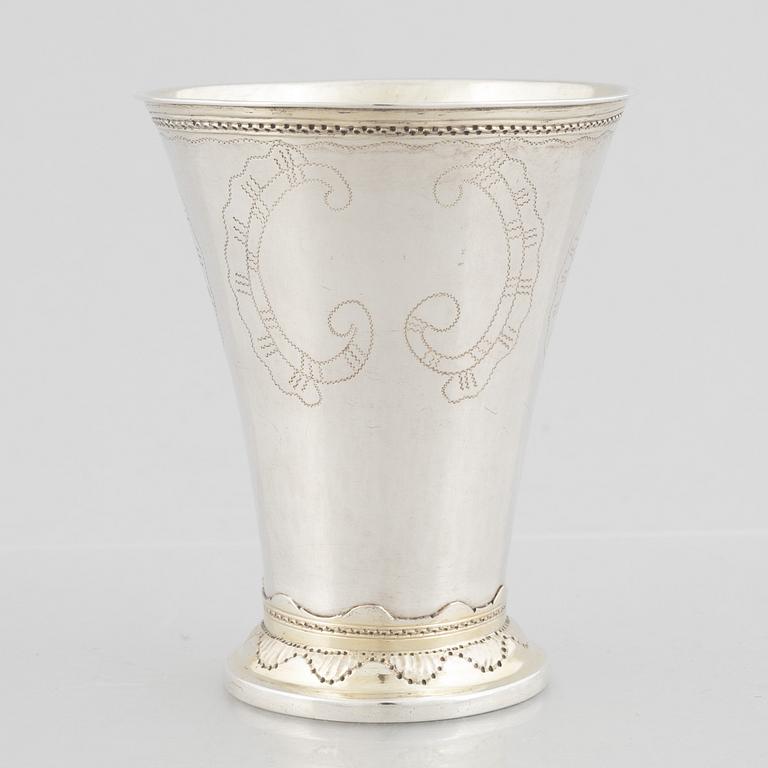 A Swedish 18th century late Gustavian silver beaker, mark of Stephan Westerstråhle, Stockholm 1794.