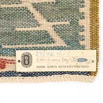 Märta Måås-Fjetterström, a textile, "Z.", flat weave, ca 29 x 27 cm, signerad AB MMF.