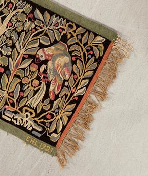 Banner dated 1921, flame technique, approximately 60x150 cm.