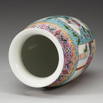 A famille rose vase, 20th Century, with Qianlong four character mark.