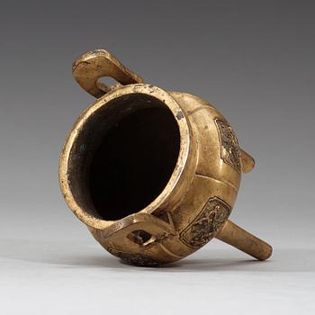 A bronze tripod censer, Qing dynasty, 19th Century.