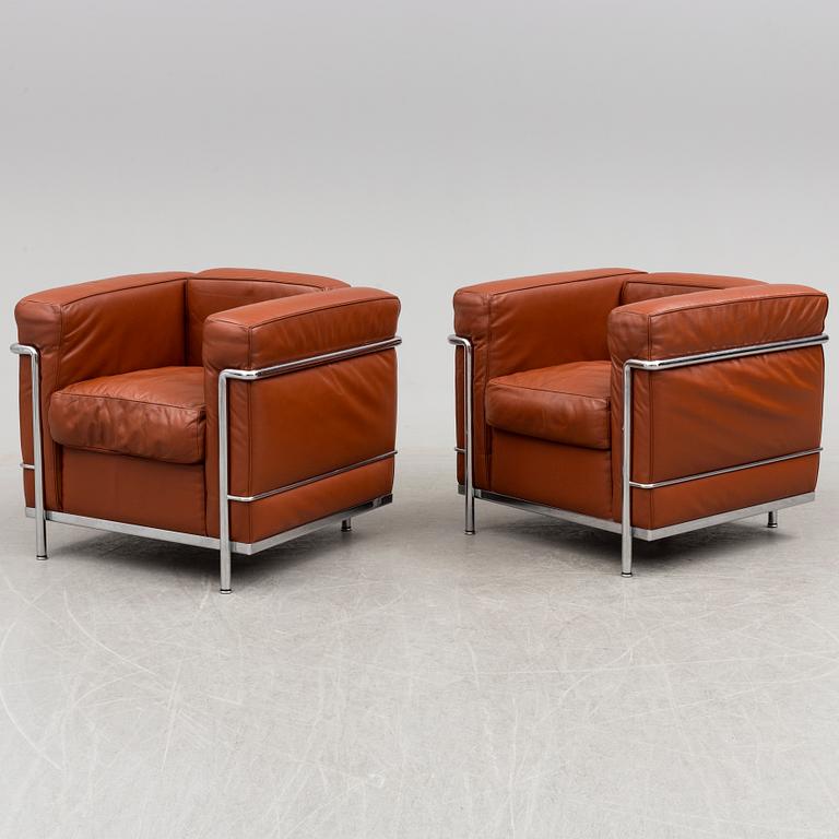 LE CORBUSIER, PIERRE JEANNERET & CHARLOTTE PERRIAND a pair of LC2 easy chairs for Cassina, Italy.