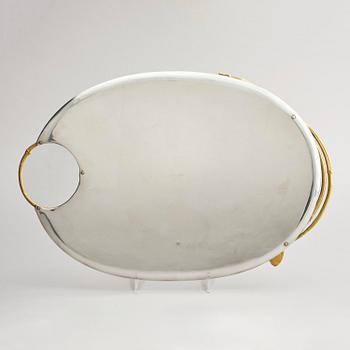Claude Lalanne, a silver plated and part gilt tray, ed. 86/250, Artcurial, France, 1980.