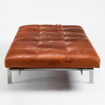 Poul Kjaerholm, A 'PK-80' steel and brown leather daybed, E Kold Christensen, Denmark 1960s.