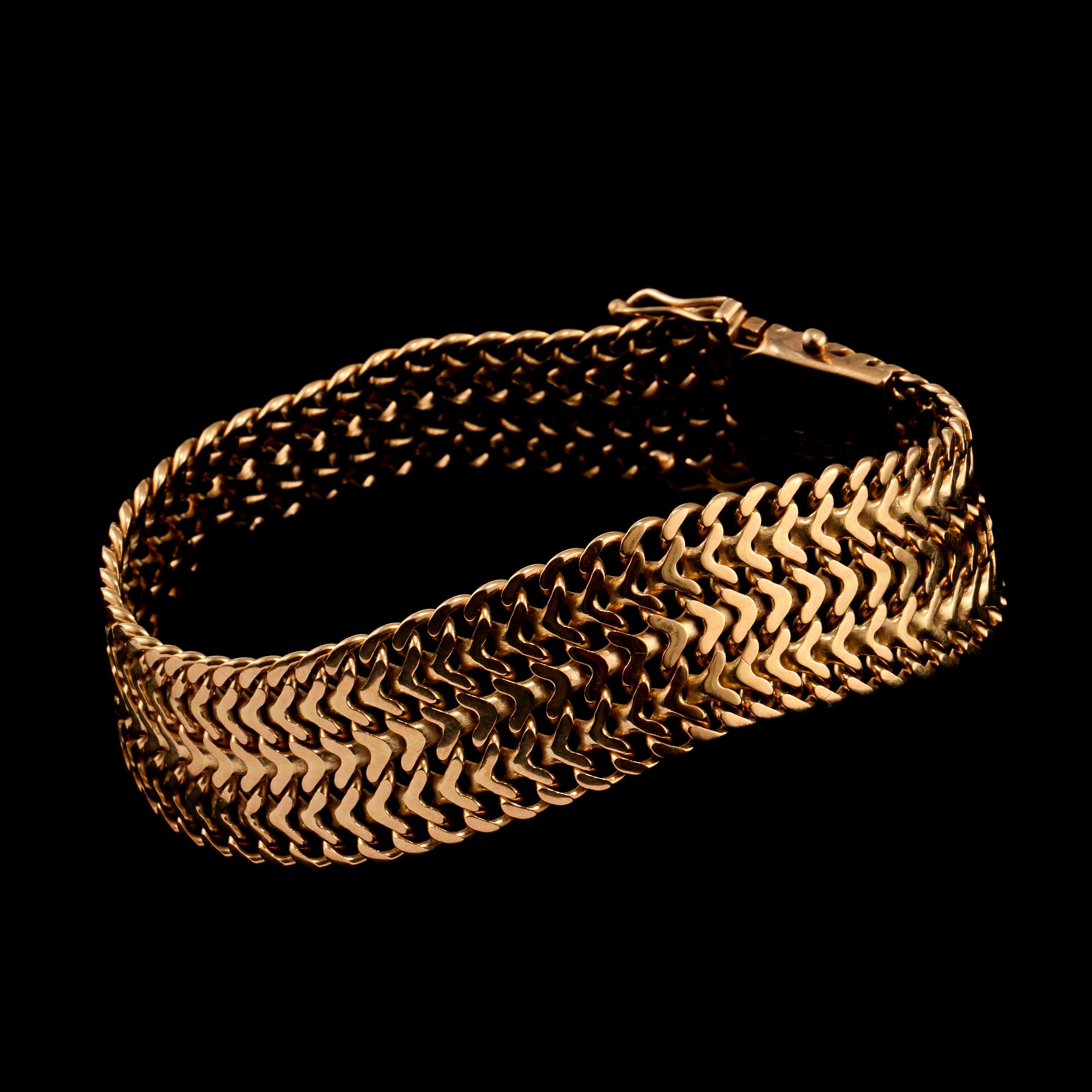 ARMLÄNK, 18k guld, ÄSA Ädelsmycken, Stockholm, 1970. Vikt 37 g.