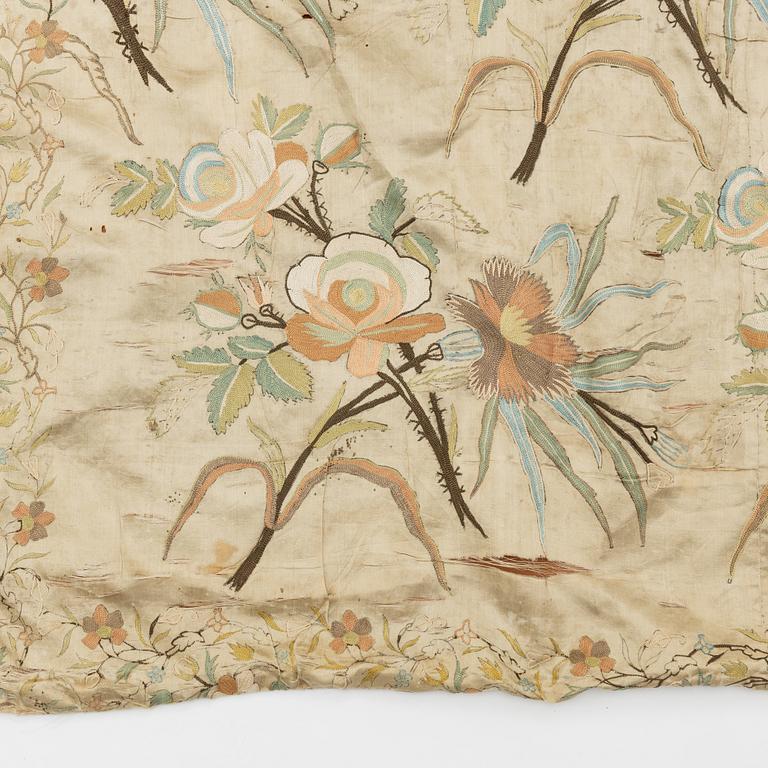 Antique silk embroidery, 19th century.