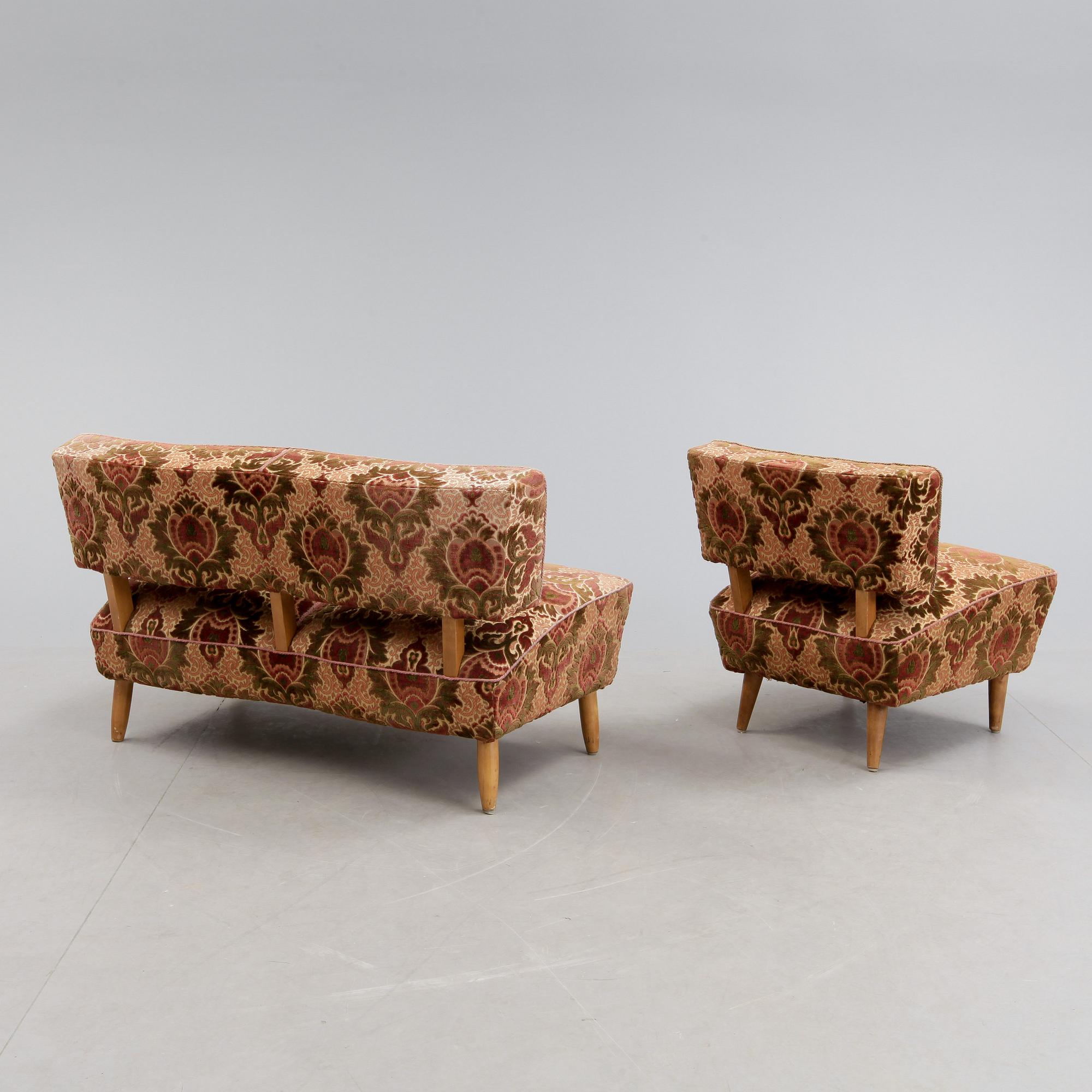 SOFFA samt FÅTÖLJ, art deco, 1930-tal.