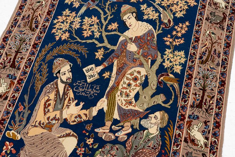 Carpet, Isfahan, figural, approx. 160 x 105 cm.