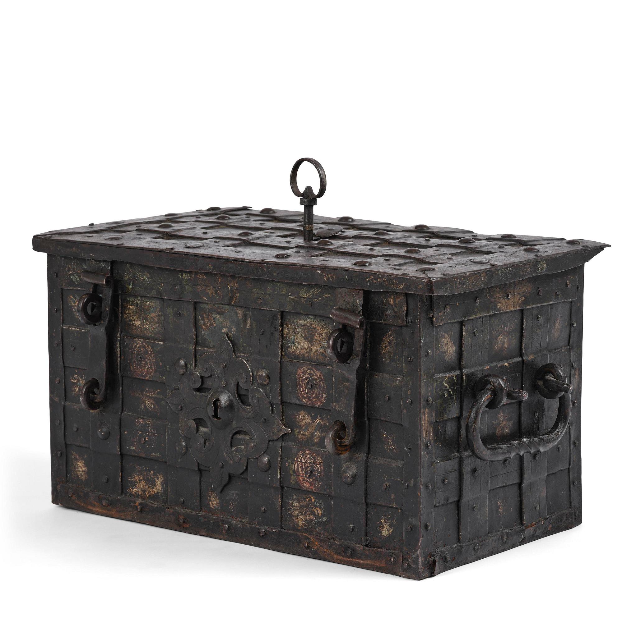 A Baroque German presumably Nuremberg iron 'Armada' chest, later part of the 17th century.