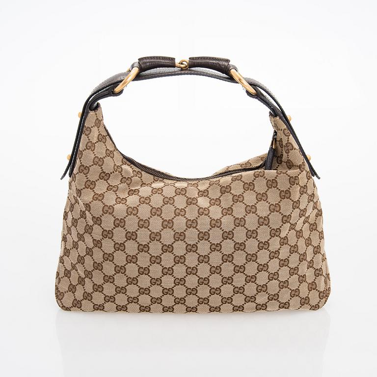 Gucci, a 'Horsebit GG Canvas Hobo Bag'.