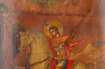 IKONI, Venäjä, Pyhä Yrjö ja lohikärme, 1800-luvun loppupuoli.