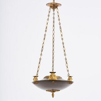 A Swedish Empire 19th century three-light hanging-lamp.