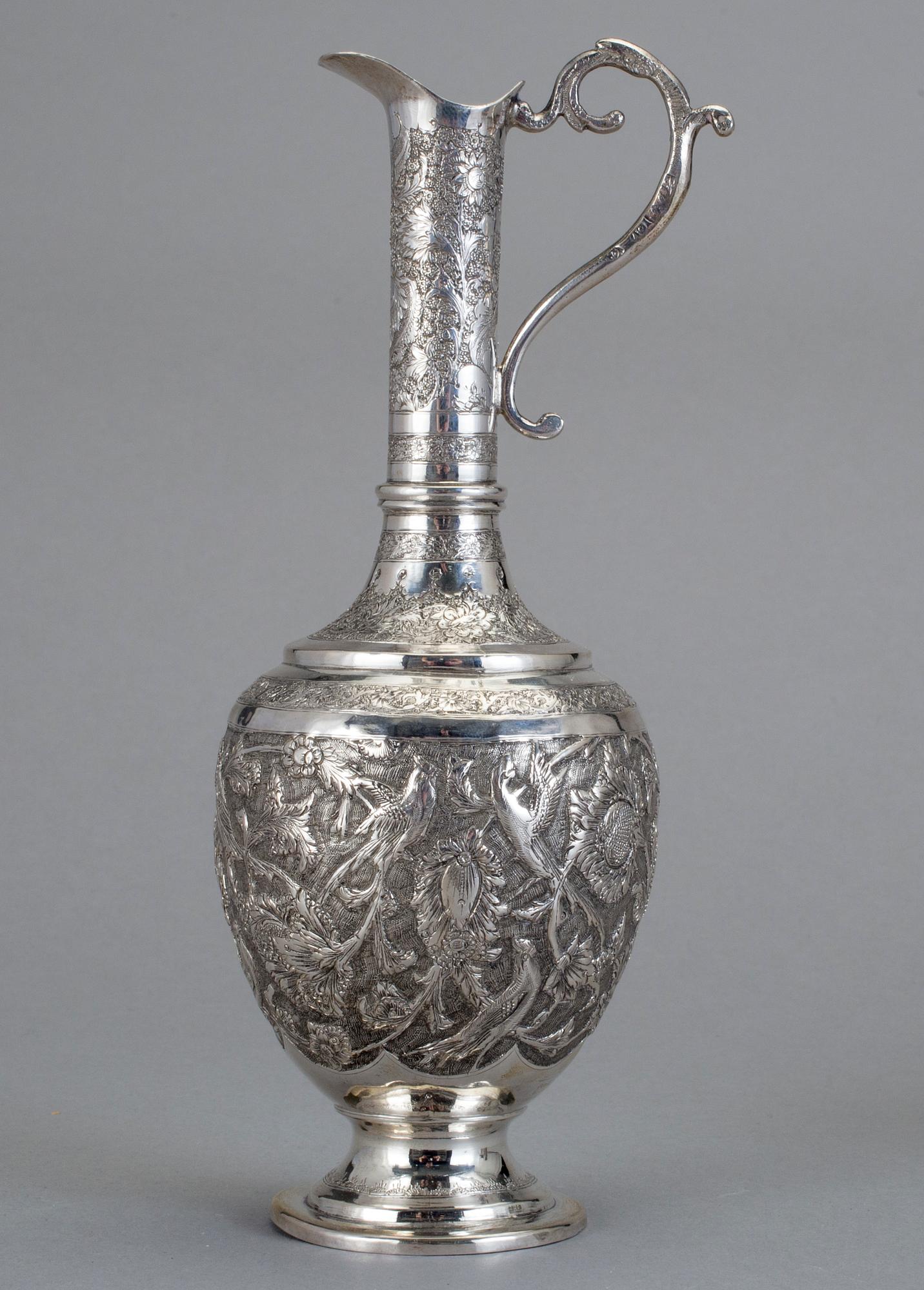 BÄGARE & KANNA, 6+6+1, silver, troligen Persien, 1900-tal. Vikt ca 852g.