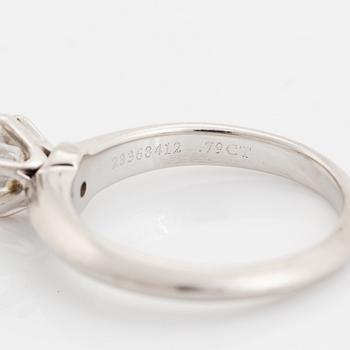 Tiffany & Co, ring, platina med briljantslipad diamant 0,79 ct.