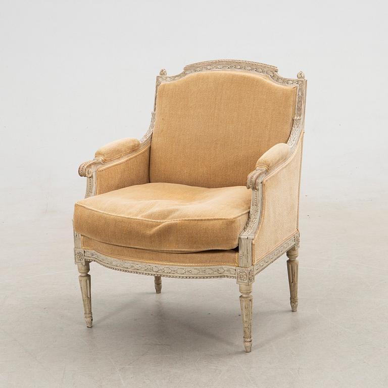 Armchair, Bergère, Louis XVI style, circa 1900.