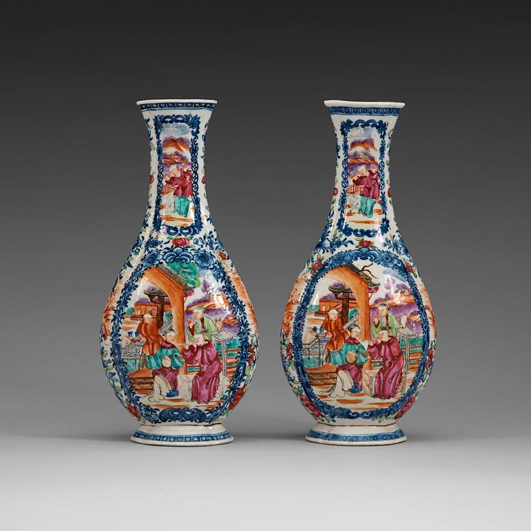 A pair of famille rose vases, Qing dynasty, Qianlong (1736-95).