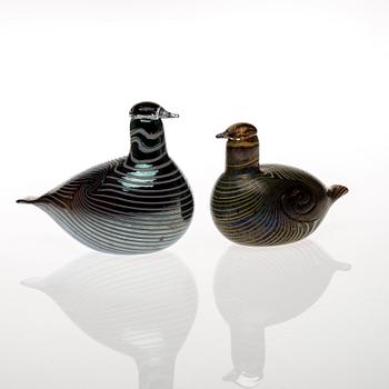 FIGURINER, 2 st, glas, Oiva Toikka, Nuutajärvi. Signerade.