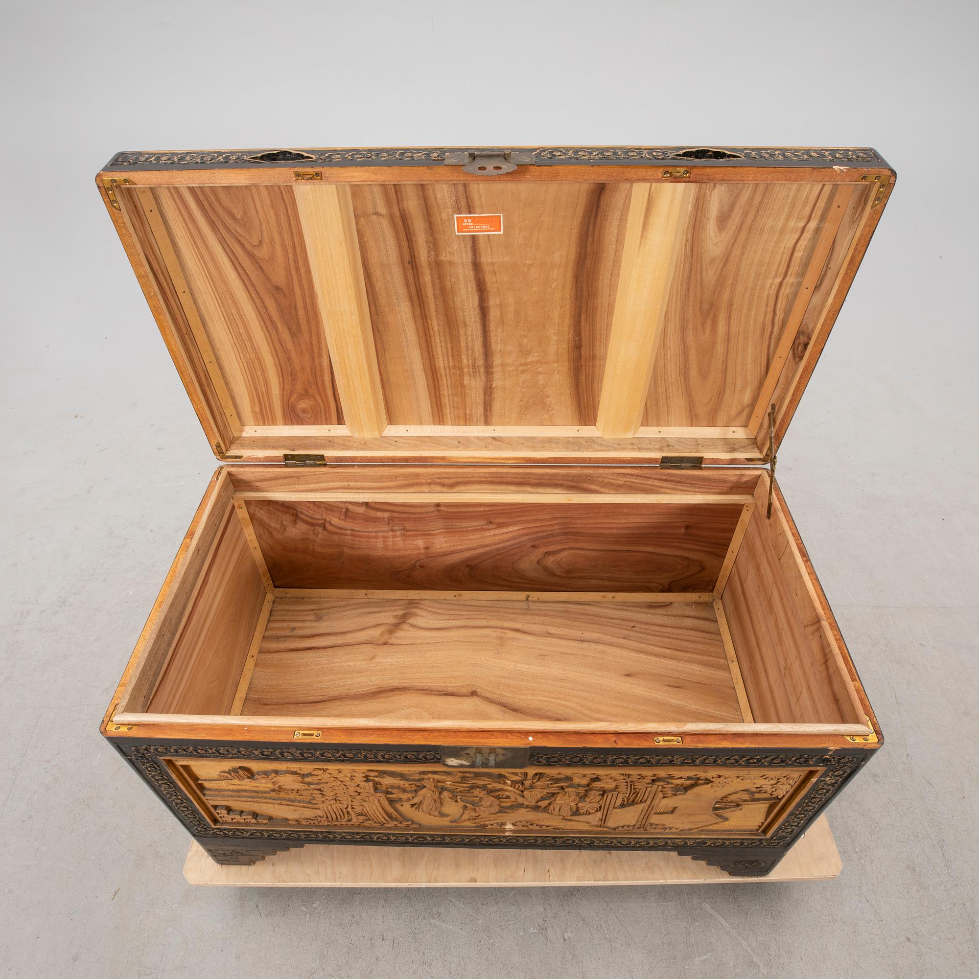 An Asian wooden coffin 20th century.