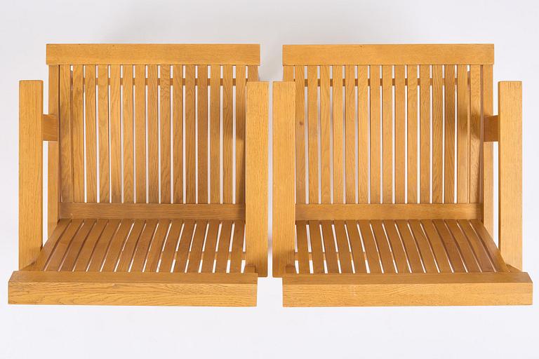 John Kandell, a pair of armchairs, J. E. Blomqvist Möbelfabrik, Uppsala, designed for the City Archive of Stockholm, 1958-59.