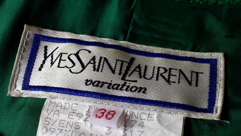 A1980s green jacket by Yves Saint Laurent.