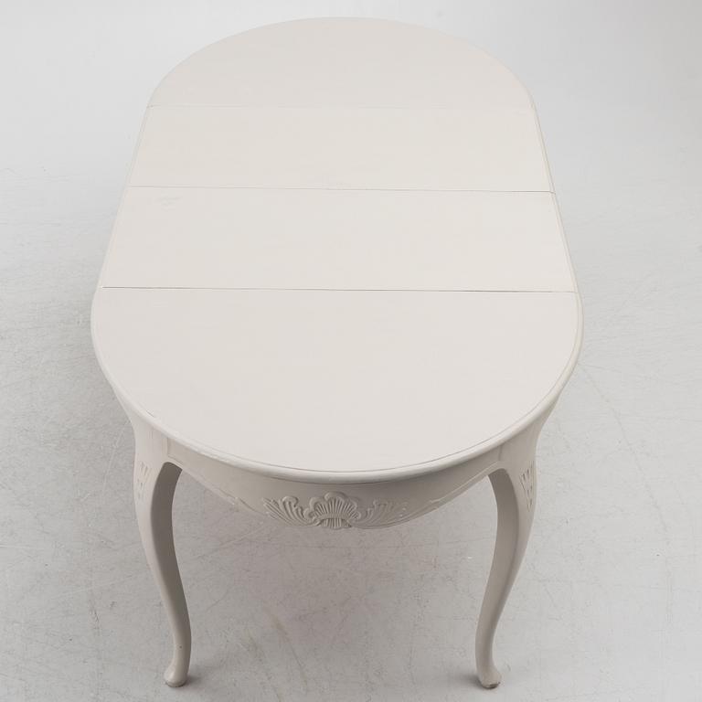 Dining table, 2 armchairs, 6 chairs, Rococo style, 20th century.