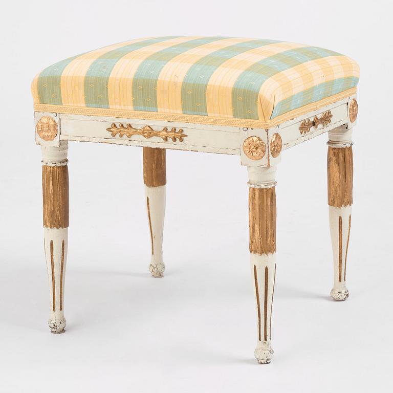 A set of four late Gustavian stools, Stockholm late 18th century.