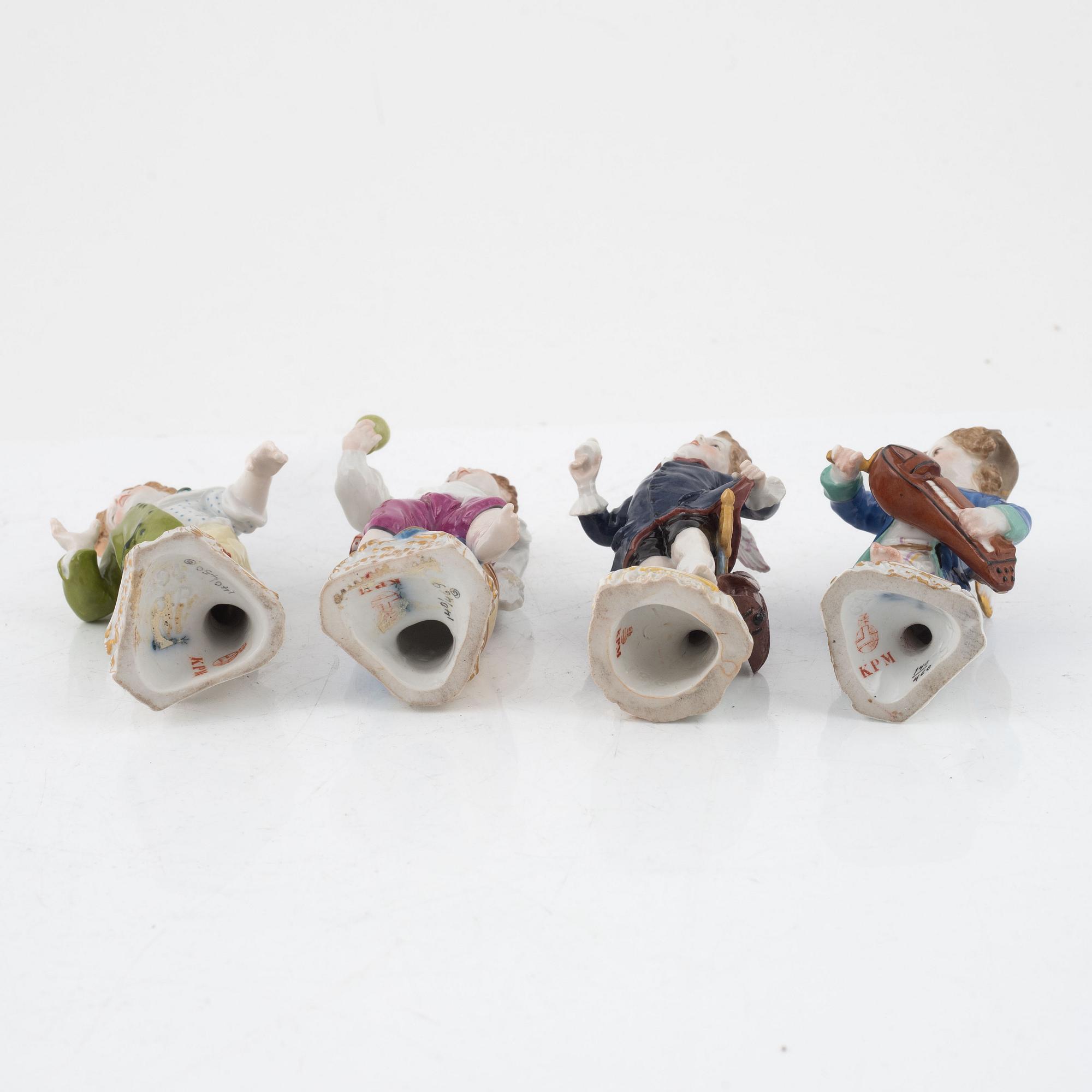Four porcelain figurines, Königliche Porzellan-Manufaktur, Berlin, 19th century.