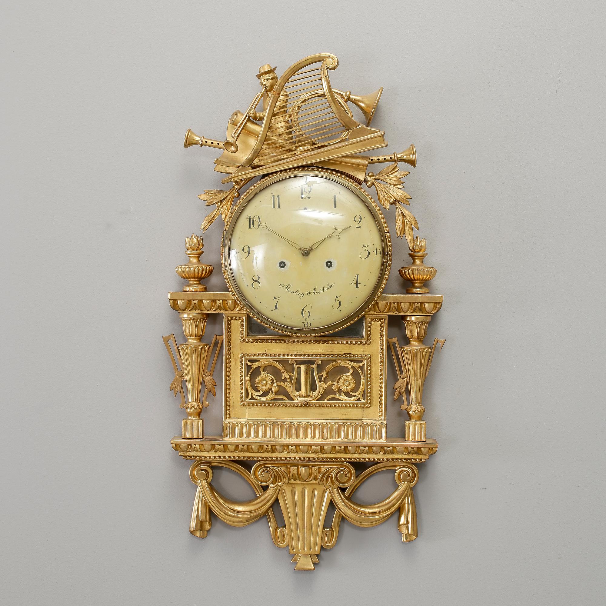VÄGGPENDYL. Sengustaviansk, Per Henrik Beurling, verksam 1783-1806 i Stockholm.