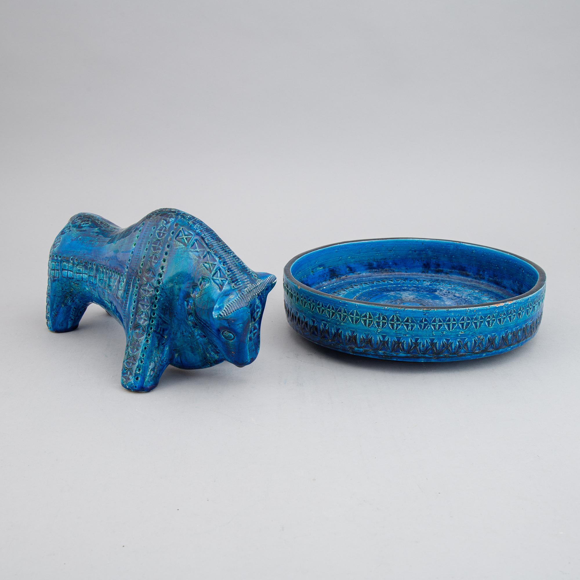 Aldo Londi, Bitossio, tjur samt fat, keramik.