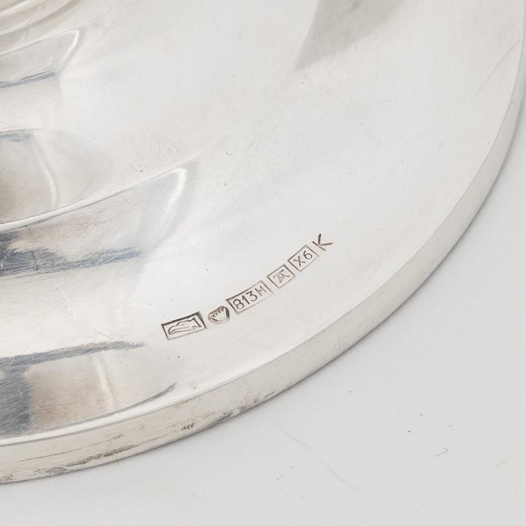 Three pairs of silver candlesticks, Finnish and Swedish hallmarks 1927-1972.