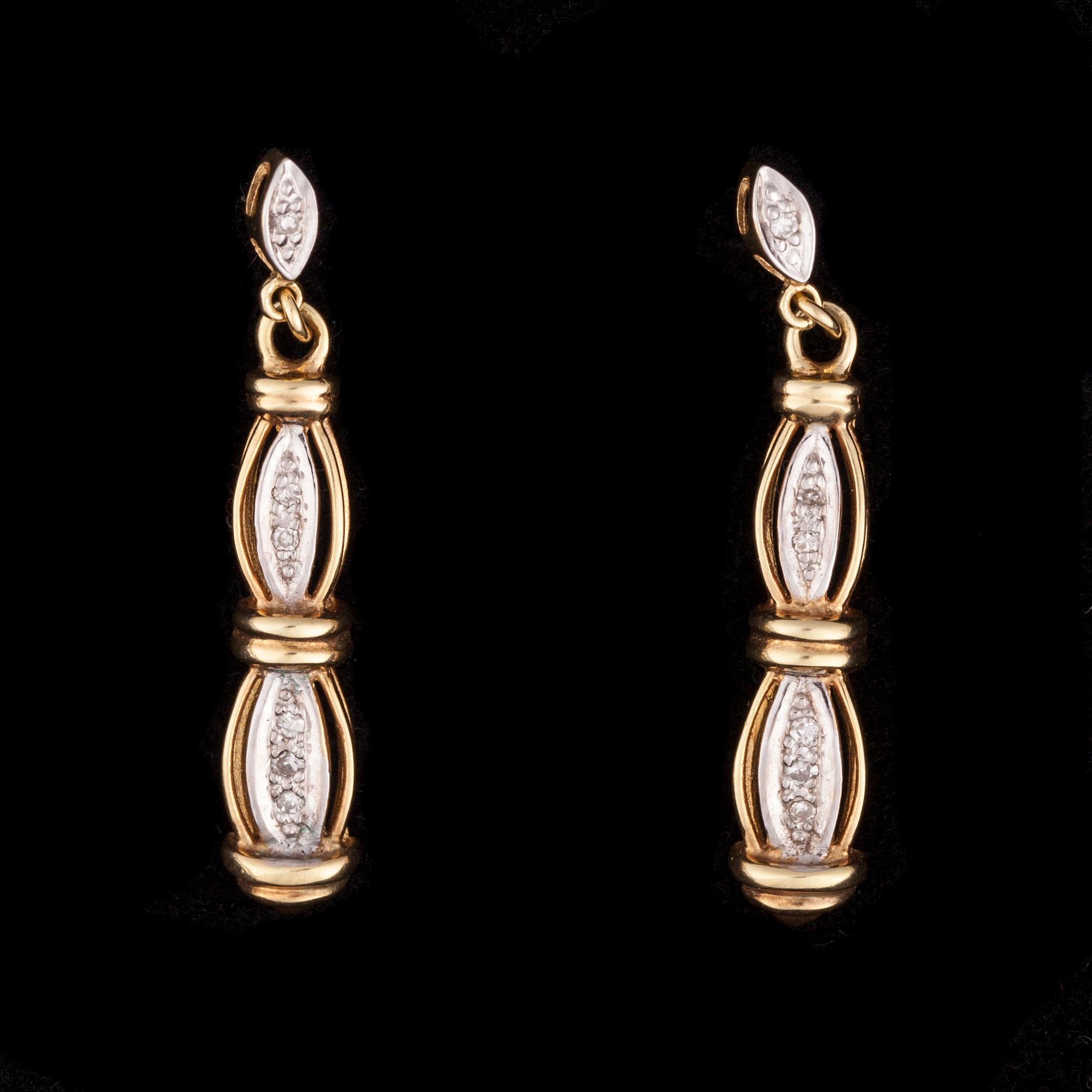 SMYCKESSET, 14K guld, diamanter. Vikt ca 17,2 g.