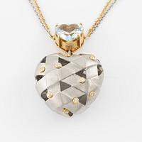Charlotte Lynggaard, Ole Lynggaard, collier 18K guld med hjärtformad akvamarin samt briljantslipade diamanter.