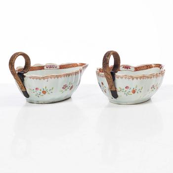 A pair of porcelain sauce bowls, China, Qianlong (1736-95).