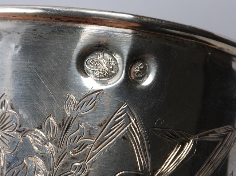 BÄGARE, silver. 1800/1900-tal.