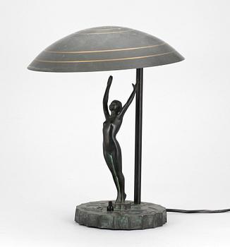 BORDSLAMPA, brons, art deco, 1920-tal.