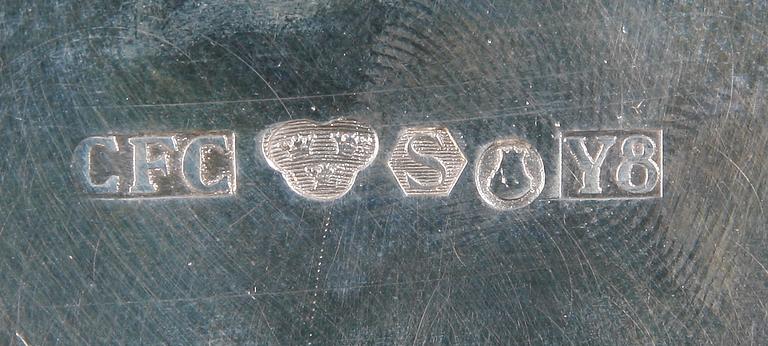 SKÅL MED LOCK, silver, CF Carlman 1949. Vikt 445 gram.