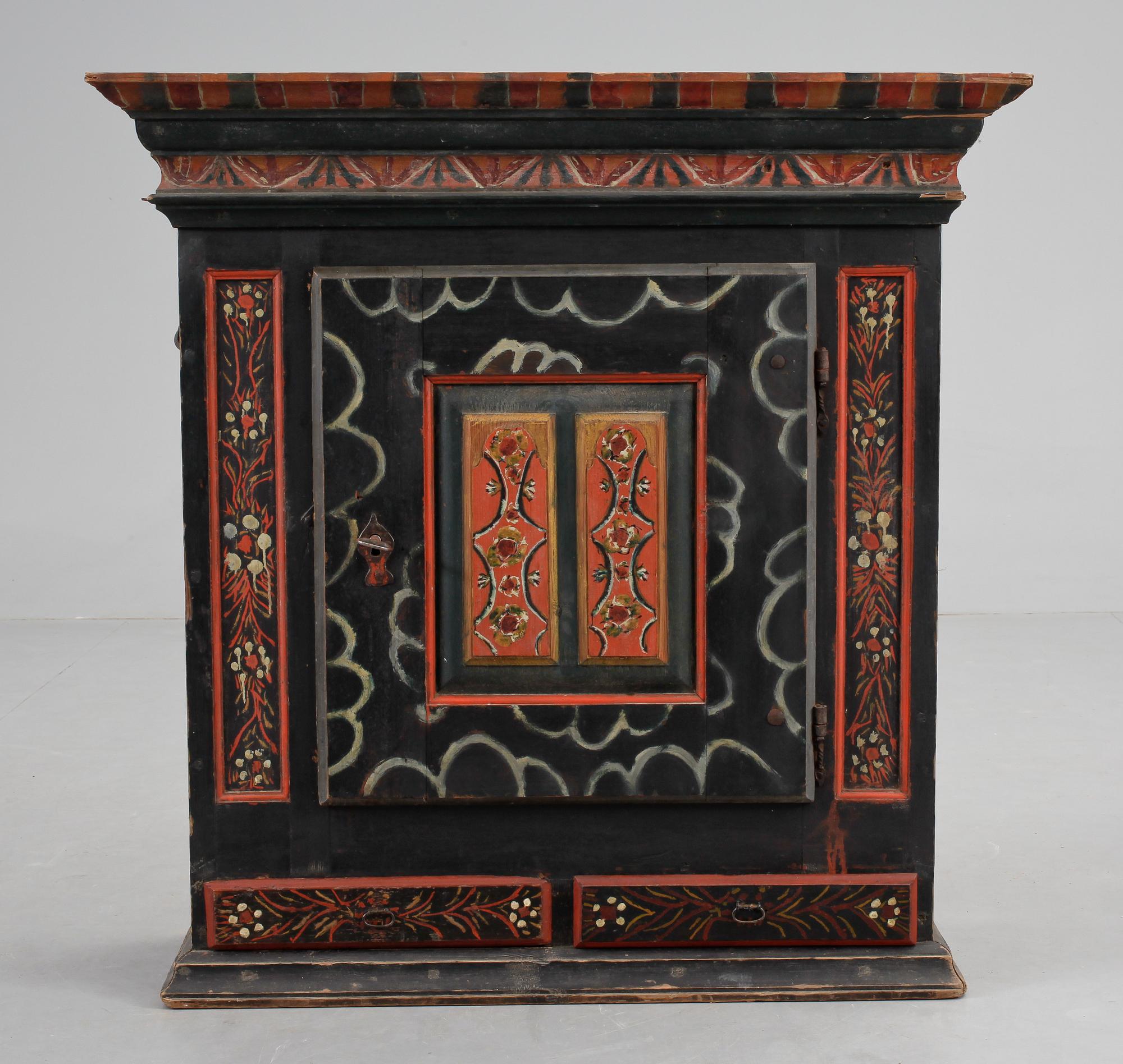 HÄNGSKÅP, allmoge, Järvsö, Hälsingland. 1800-talets första hälft.