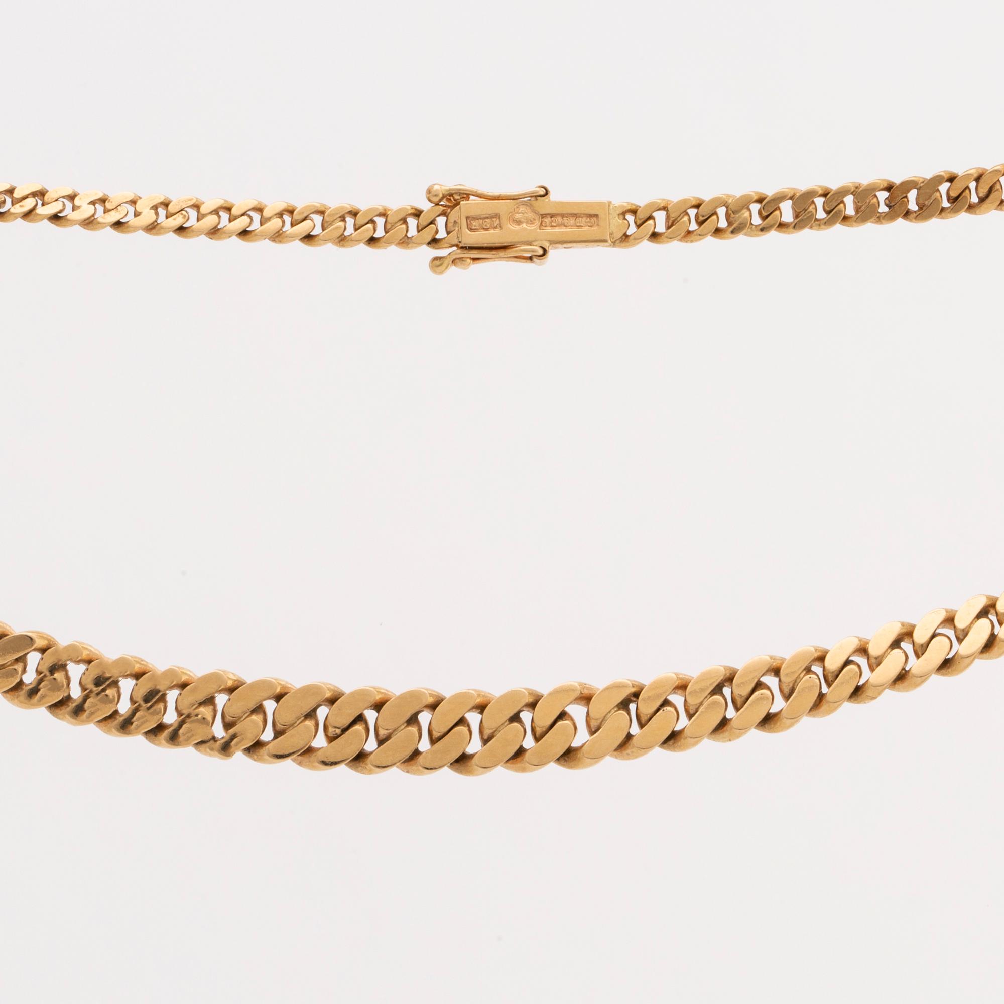 COLLIER 18K guld, manglad pansarlänk, 27,0 g, ca 44 cm, G Dahlgren & Co Malmö.