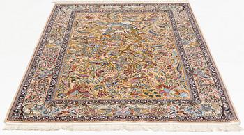 A carpet, old, Esfahan, part silk, signed Shabani, ca 246 x 161 cm.