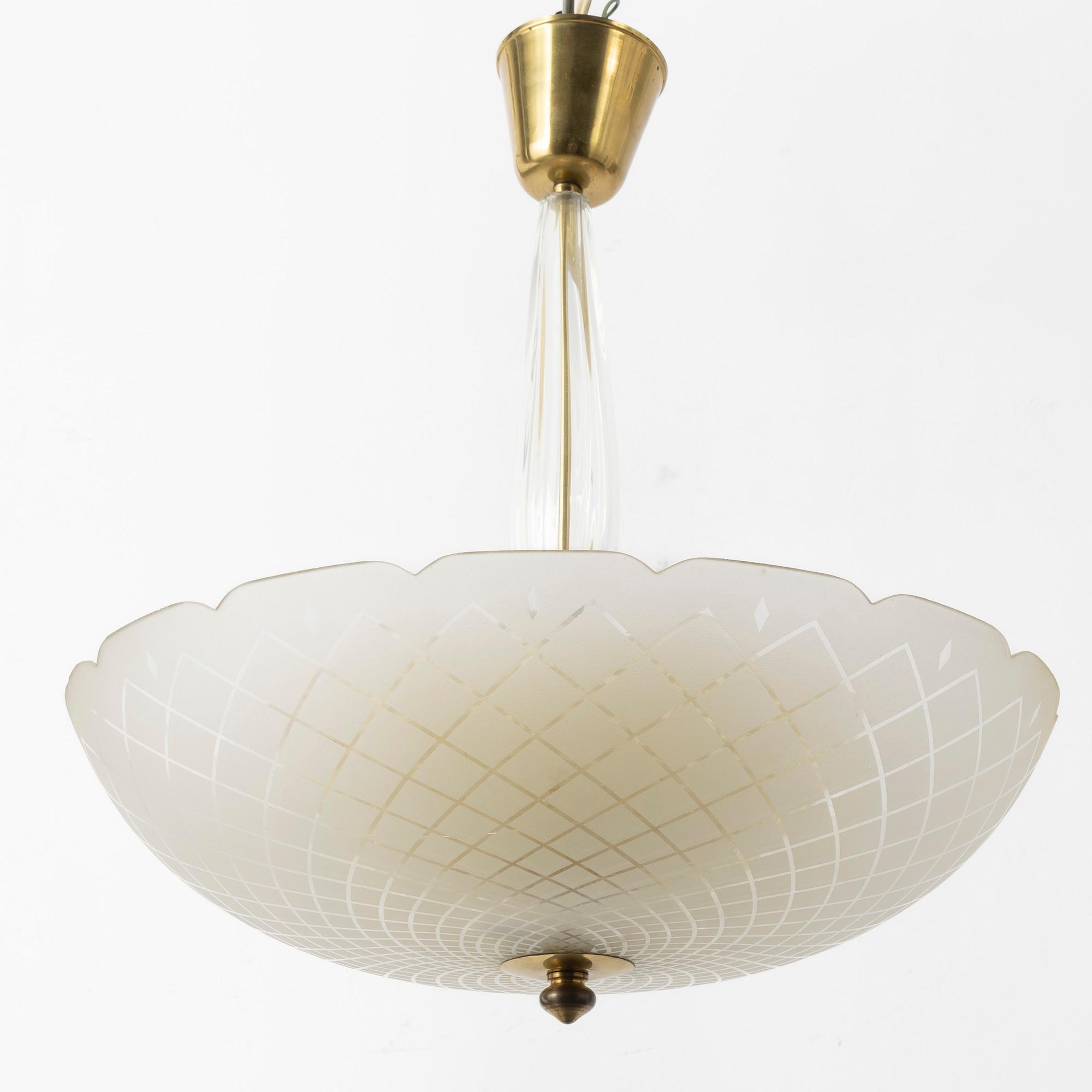 Orrefors, a ceiling lamp, 1940s.
