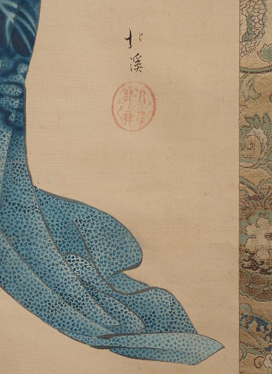RULLMÅLNING, tusch och färg på papper. Okänd konstnär, Japan, 1800-talets mitt.