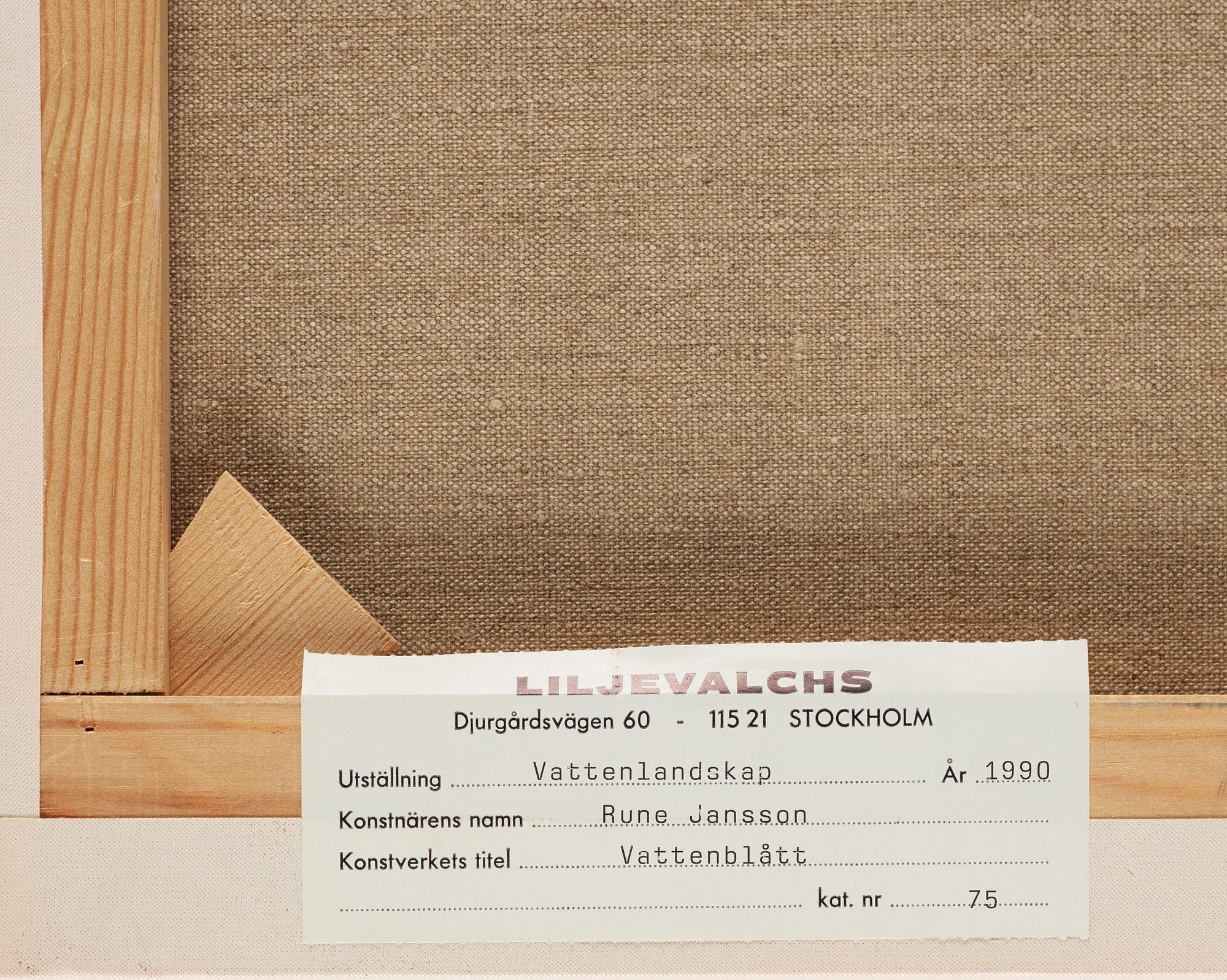 Rune Jansson, oil on canvas, signed and dated -90.