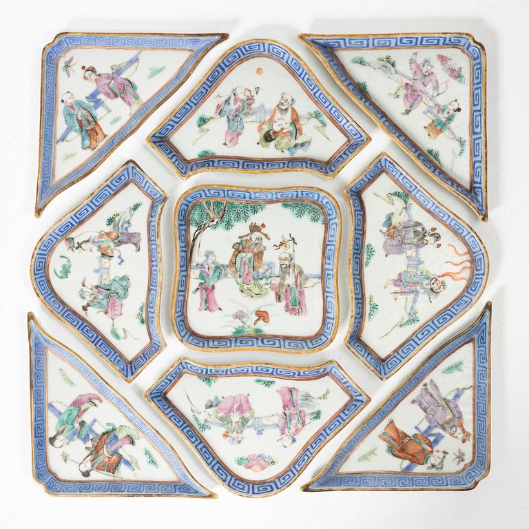 A nine-piece porcelain cabaret, China, Qing dynasty, 19th century.